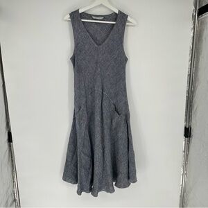 Luna Luz Blue Margarita 100% Linen Tank Dress Medium
